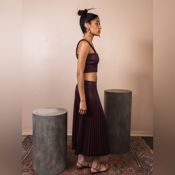 PROENZA SCHOULER Faux Leather Top Smocked in Pilot NEW - Picture 3 of 13